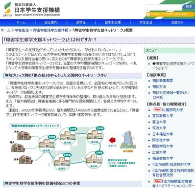 （図３）日本学生支援機構　修学支援ネットワーク　ホームページ