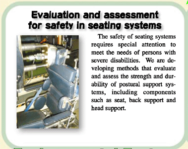 Evaluation and assessment for safety in seating systems