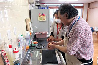 日常生活訓練の様子。 日常生活訓練の写真です。