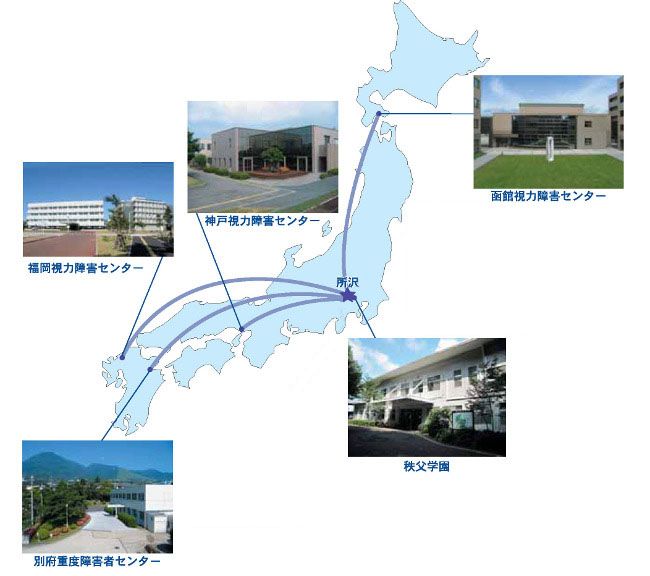 各施設の所在地の図