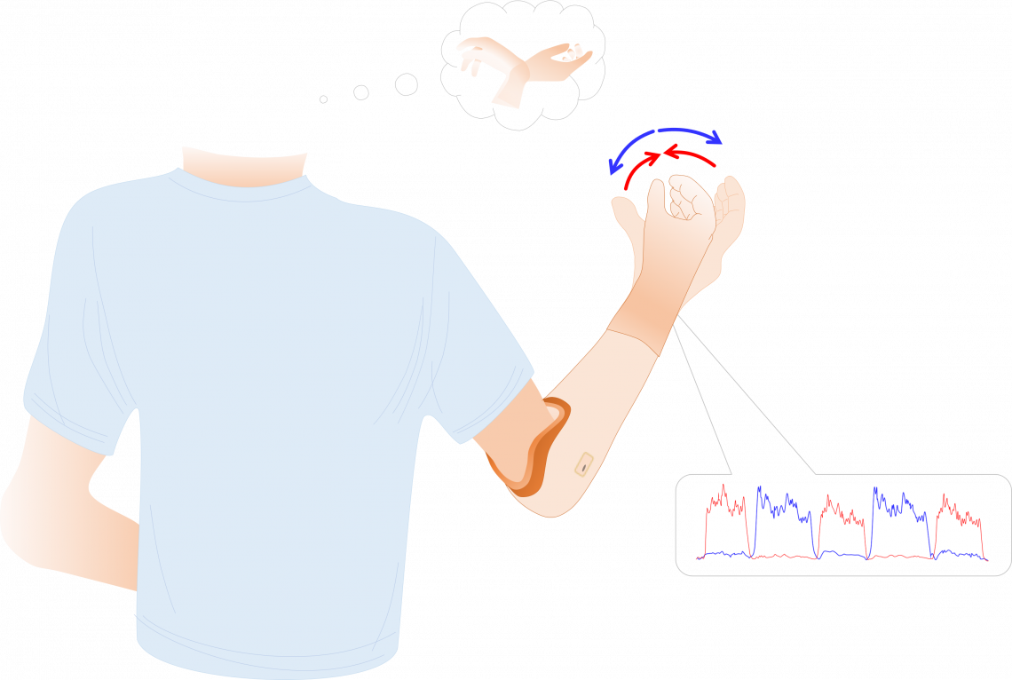 筋電電動義手の操作の図