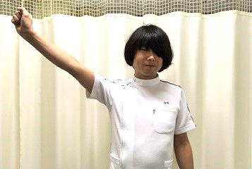 画像:山内さんのガッツポーズ