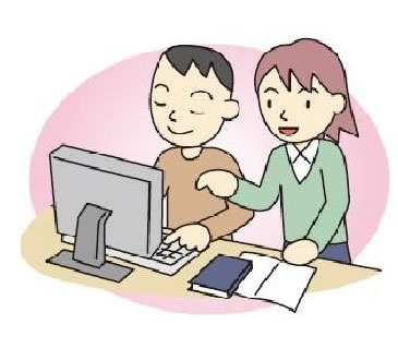 パソコン訓練の様子のイラスト