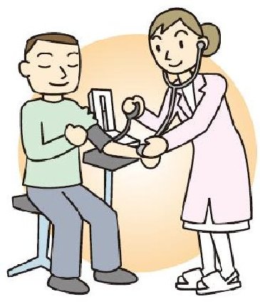 医務室での血圧測定のイラスト
