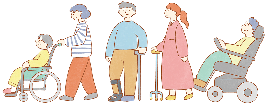 障害を持つ多様な人々のイラスト