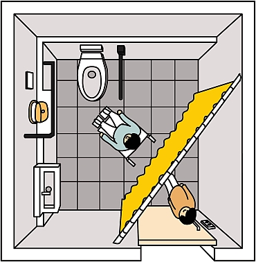 トイレカーテンななめ
